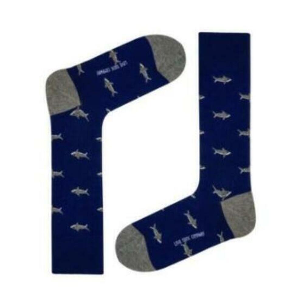 Love Sock Company Men's Navy Shark Dress Socks 7-12 NWT - Picture 1 of 1
